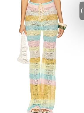 REVOLVE Pastel Striped Crochet Wide-Leg Pants